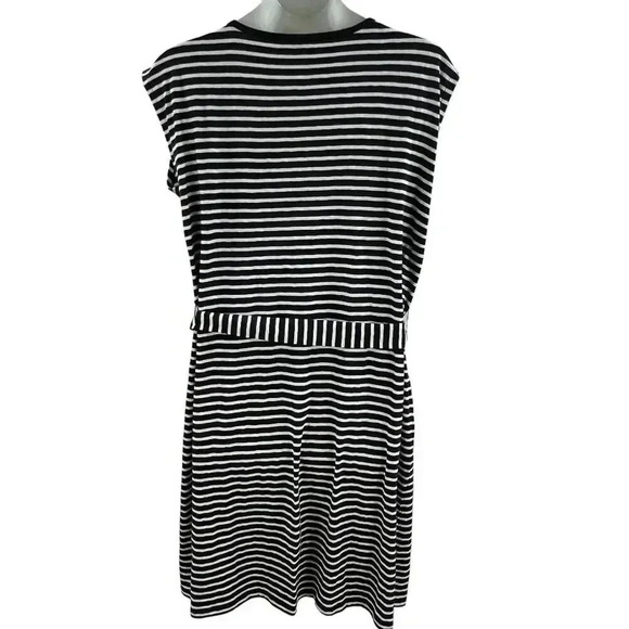 Talbots 1XL NWT Navy White Stripe Belted Knit Shift Midi Dress Nautical Yacht - Picture 7 of 15